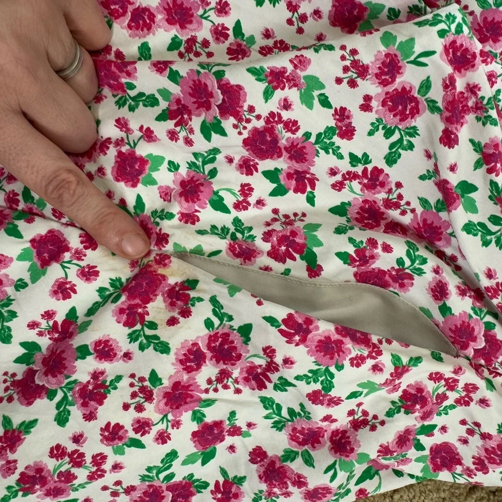 For Love And Lemons Pink and Red Smocked Mini Sundress with pockets - Picture 9 of 9